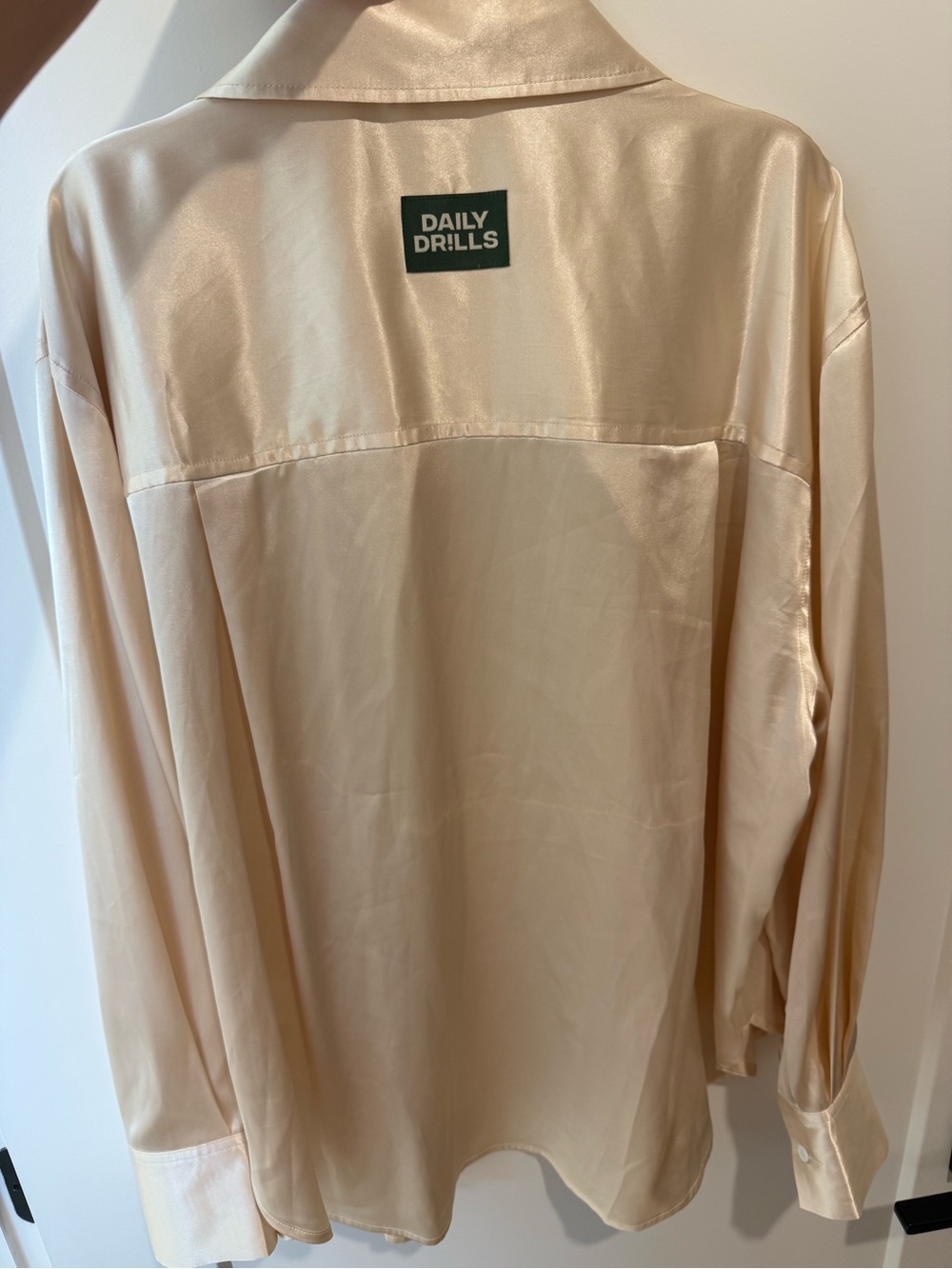 Daily Drills Women’s Satin Button-Down Shirt in Champagne
